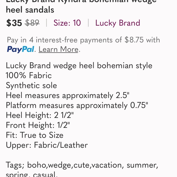 Lucky Brand Kyndra Bohemian Wedge Sandals in Tan w/metallic accents Size 9M/40 - Picture 16 of 16
